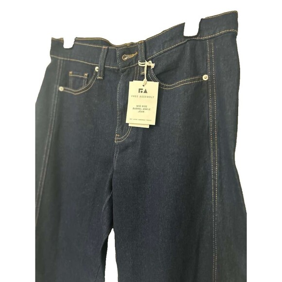 Free Assembly Barrel Ankle Jeans Women Size 4 Dark Mid Rise New - Picture 2 of 4